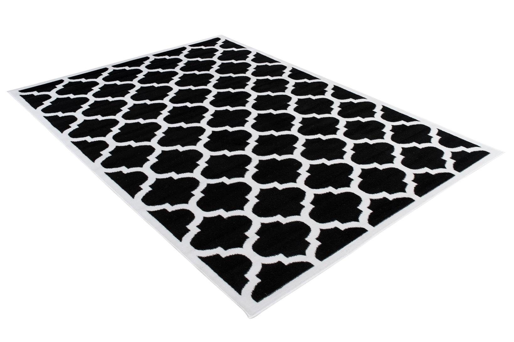 Muster - schwarz Modern Geometrische Kurzflor, cm, weiß 7 Fußbodenheizung, Geeignet Höhe mm, Teppich x 200 Kurzflor Mazovia, 140 Designteppich für