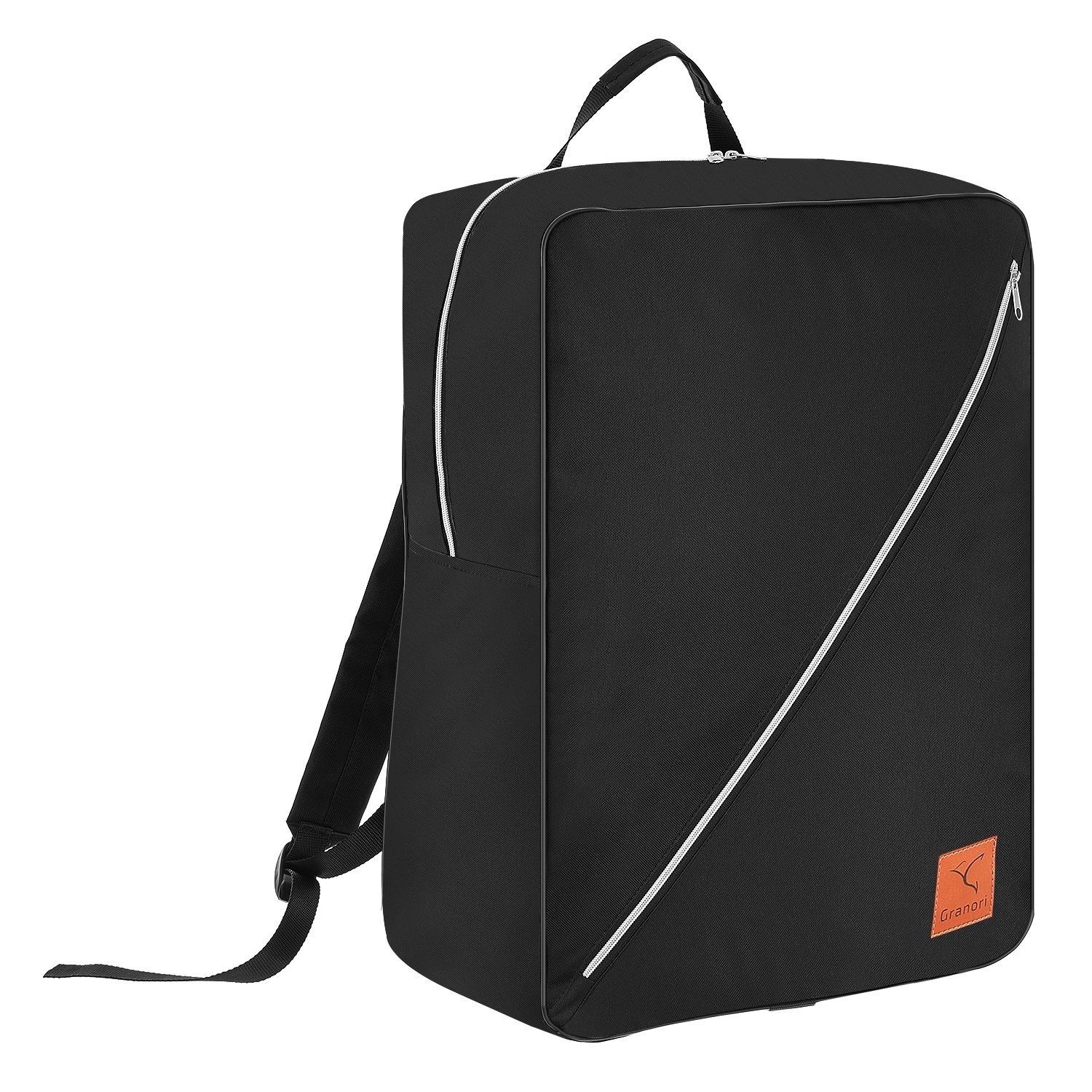 Granori Reiserucksack 55x40x20 cm XL Handgepäck gemäß IATA Empfehlung – leicht & viel Platz, über 40l Fassungsvermögen, mit abschließbarem Hauptfach Schwarz | Reiserucksäcke