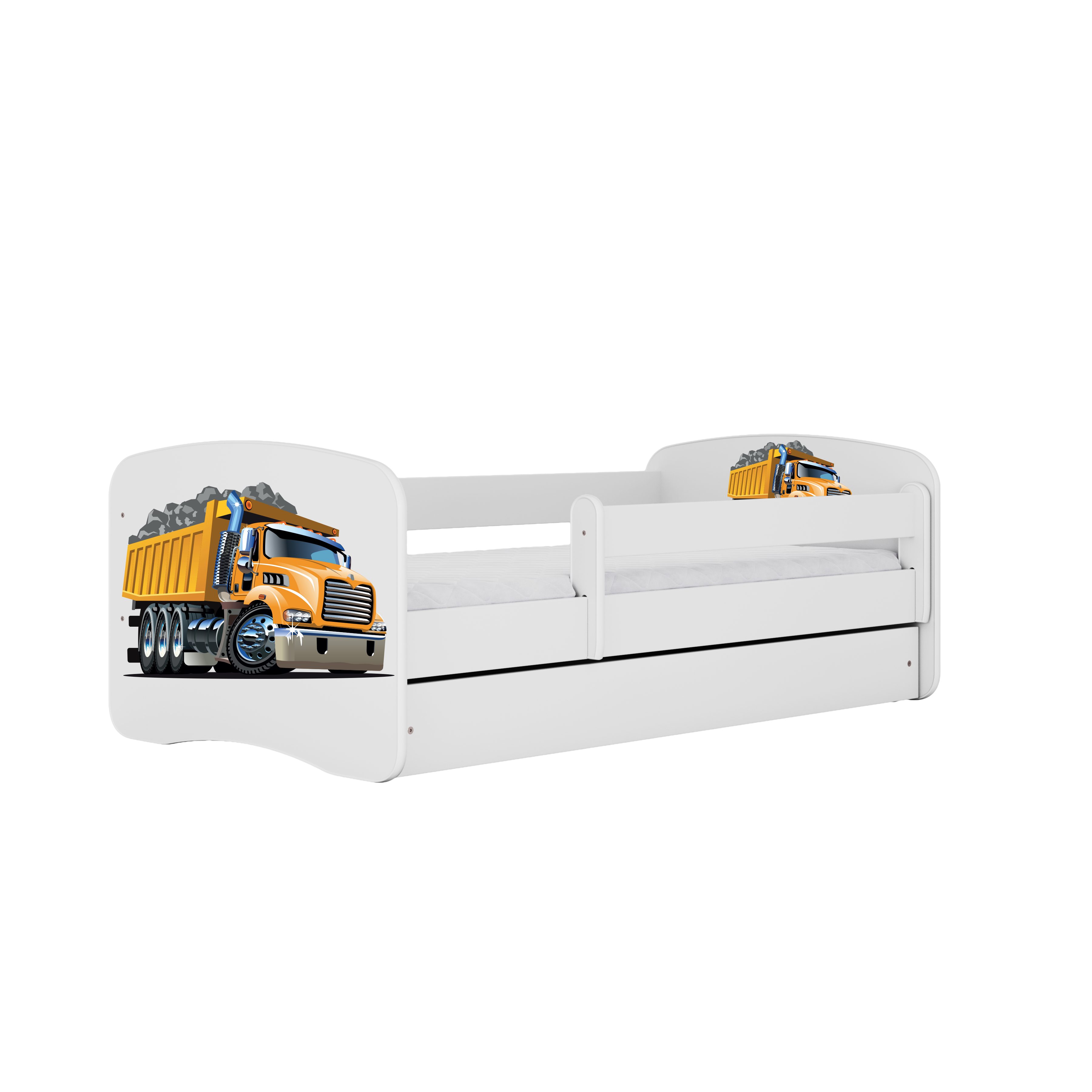 Raumhirsch Furniture Kinderbett 70x140, 80x160, 80x180 cm - Komplettset mit Matratze & Schublade (Bett für Jungs, Einzelbett für Kinder 2–12 Jahre mit Rausfallschutz), verschiedene Farben & Designs