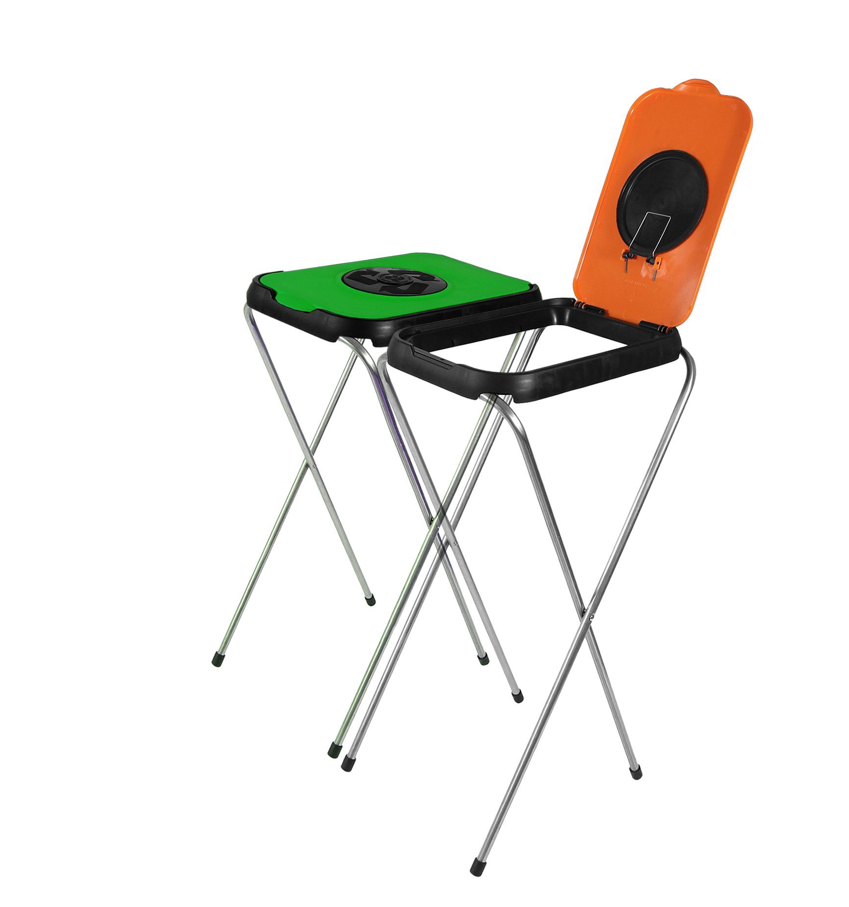BigDean Müllsackständer 2x Orange Grün Einwurf-öffnung Mülleimer Müllbeutelständer Orange. Grün