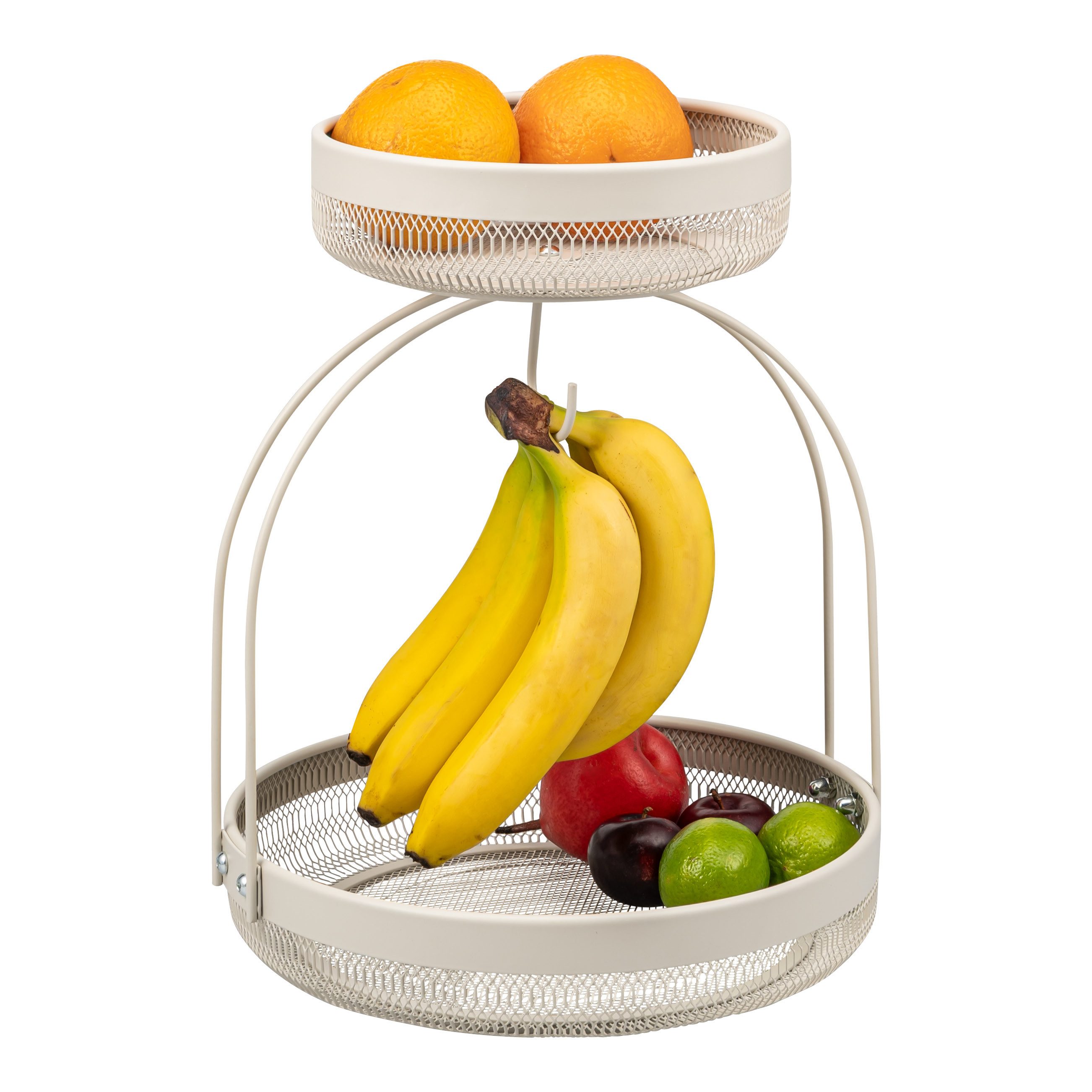 eluno Obstschale 2-stöckig mit Bananenhalter aus Metall, Metall, (1-tlg), mit Bananenhalterung