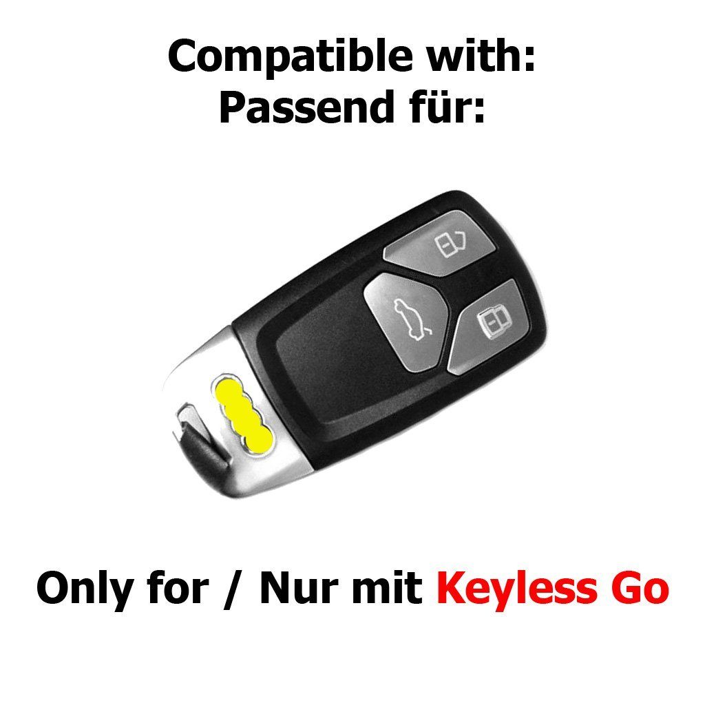 mt-key Schlüsseltasche Autoschlüssel A5 SMARTKEY Tasten für TT Blau, RS Schutzhülle S4 Q5 A4 Q7 KEYLESS Silikon 3 Audi Softcase S5