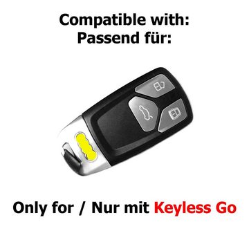 mt-key Schlüsseltasche Autoschlüssel Softcase Silikon Schutzhülle Rosa, für Audi A4 S4 Q7 Q5 TT RS A5 S5 3 Tasten KEYLESS SMARTKEY