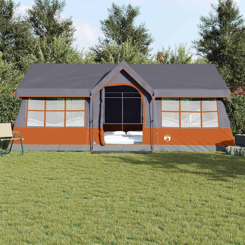 vidaXL Tunnelzelt Familienzelt mit Dach Grau und Orange 622 x 295 x 238 cm, (1 tlg)