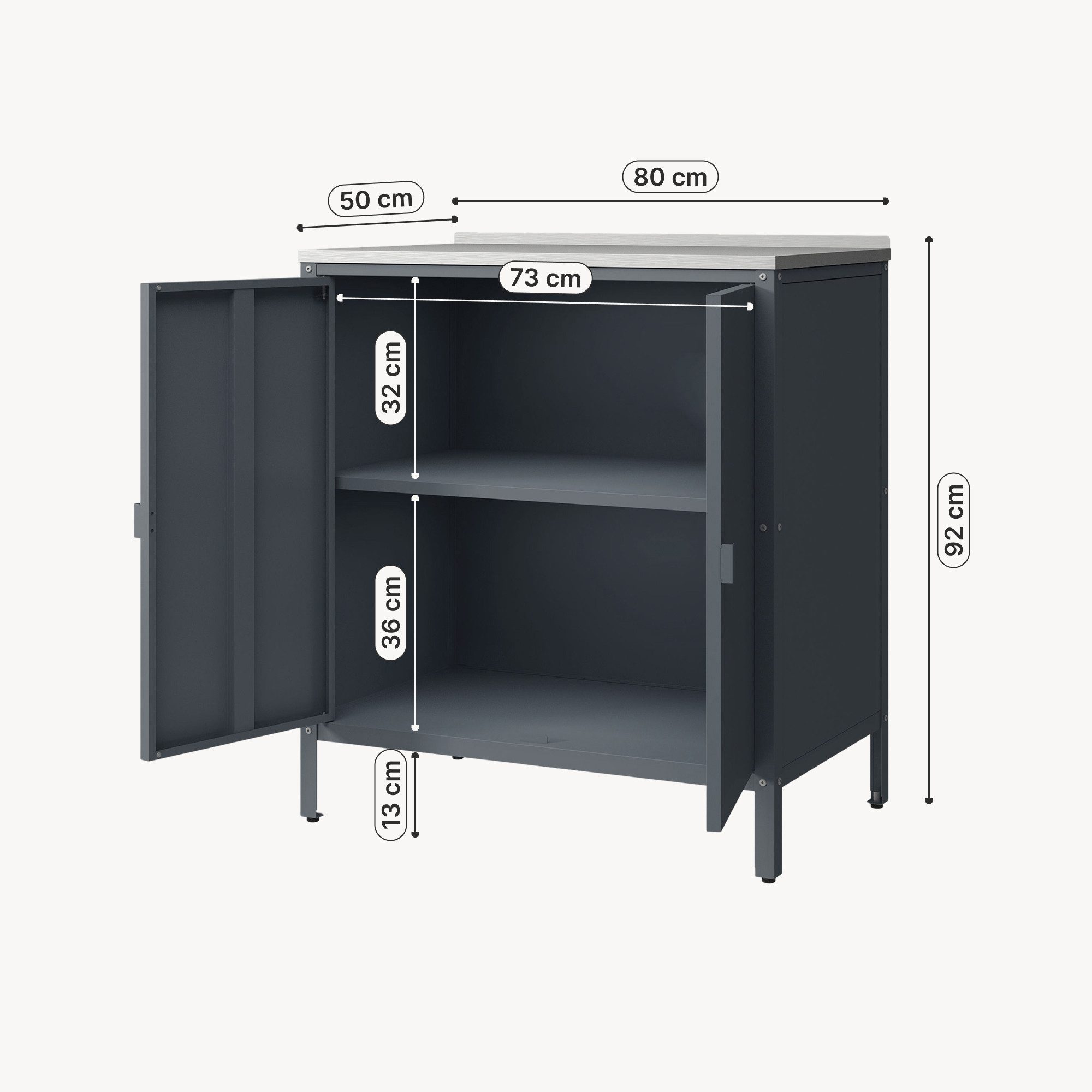 casa.pro Mehrzweckschrank »Bolognano« Schrank 92x80x50 cm mit 2 Türen