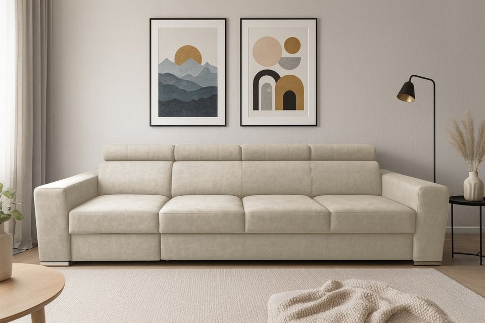 Deine Möbel 24 Sofa Couch 3-Sitzer / 4-Sitzer ELMO, Vera 02 Beige