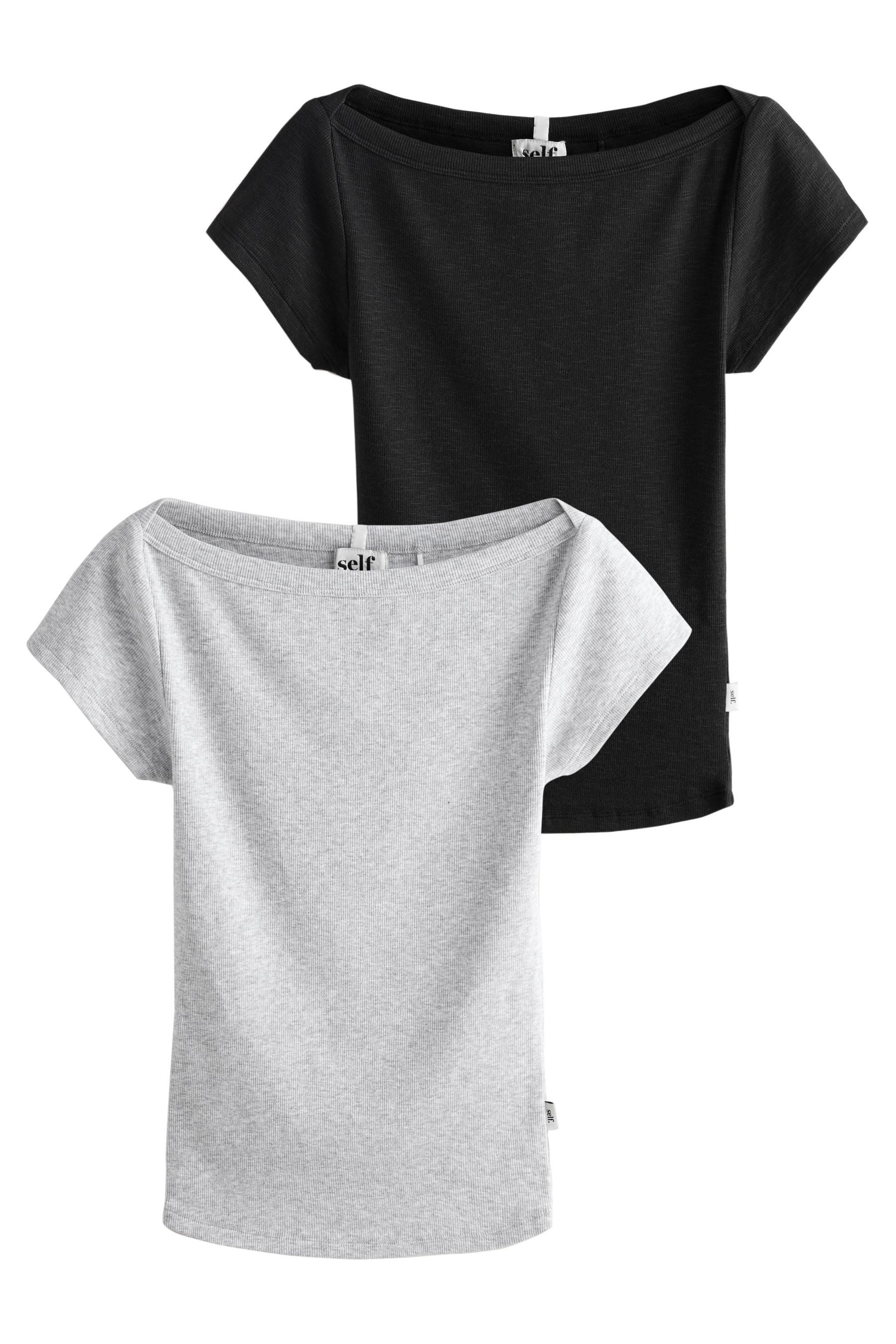 self Trägertop Self. T-Shirts mit U-Boot-Ausschnitt im 2er-Pack (2-tlg)