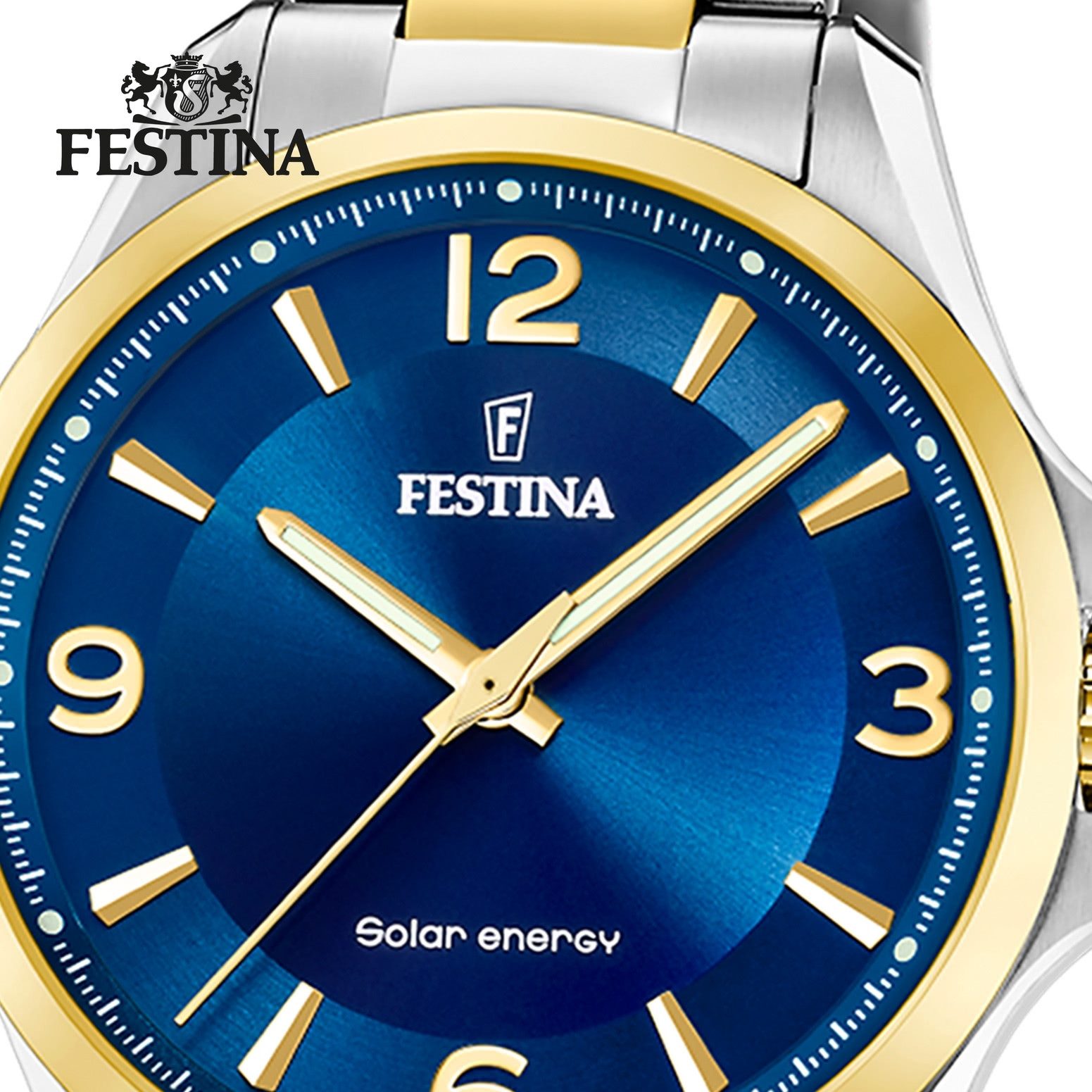 Festina Solaruhr Festina Herrenuhr Edelstahl silber gold, (Solaruhr), Herren Solaruhr rund, Edelstahlarmband silber, gold, Luxus