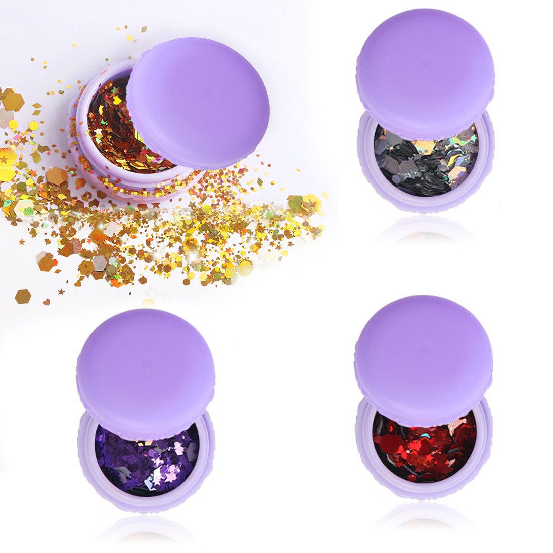 DEBAIJIA Lidschatten 4 Farben Körper Glitter Gesicht Glitter Make-up