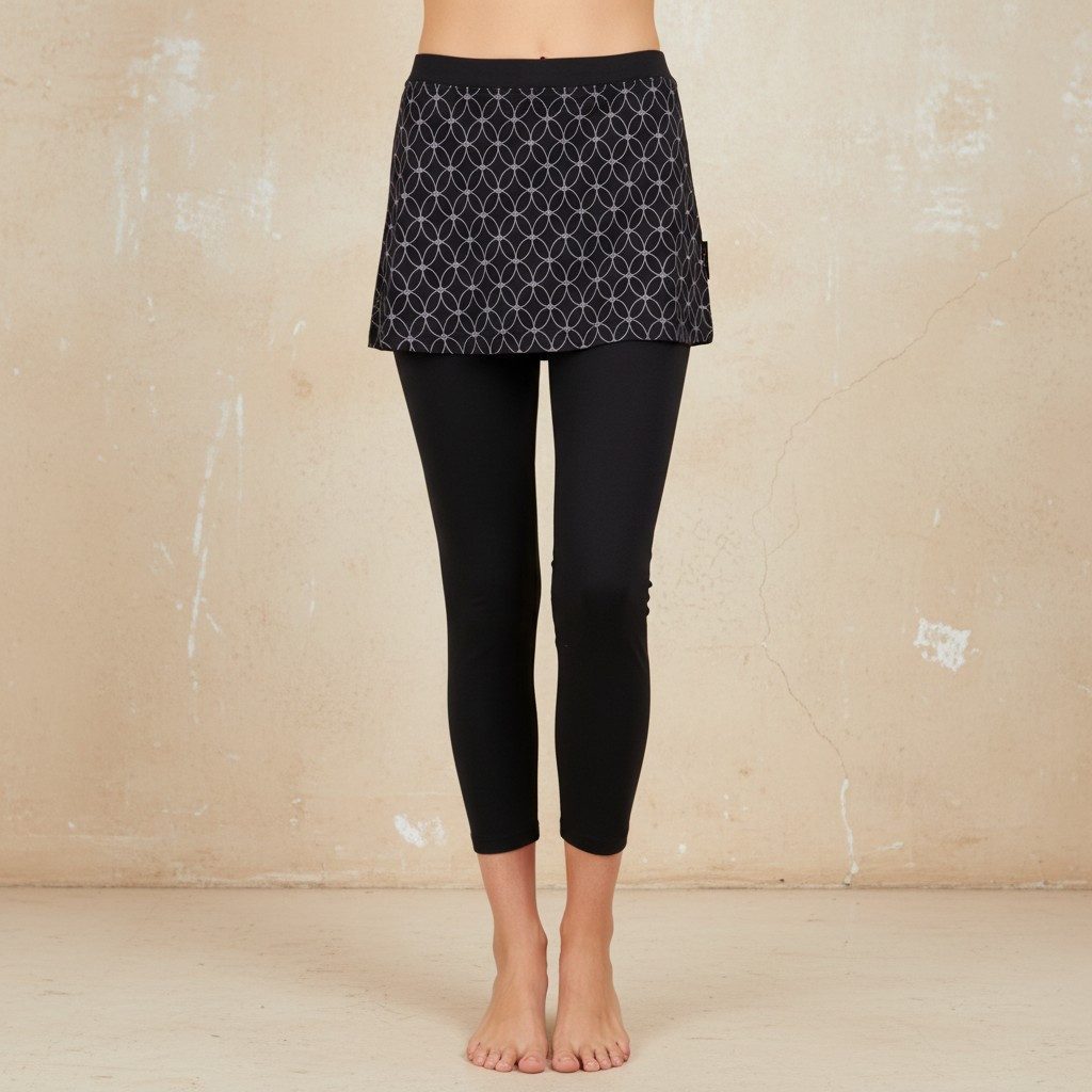Guru-Shop Hose & Shorts Yoga-Hose, Leggings mit Minirock aus.. alternative Bekleidung