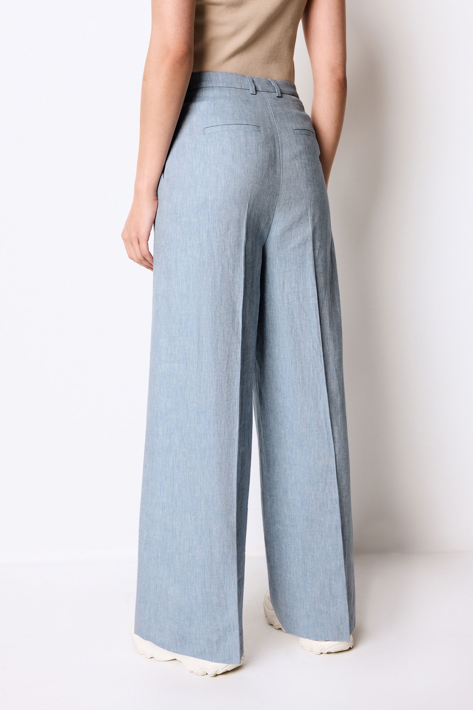 Next Stoffhose Strukturierte Leinenhose mit weitem günstig online kaufen