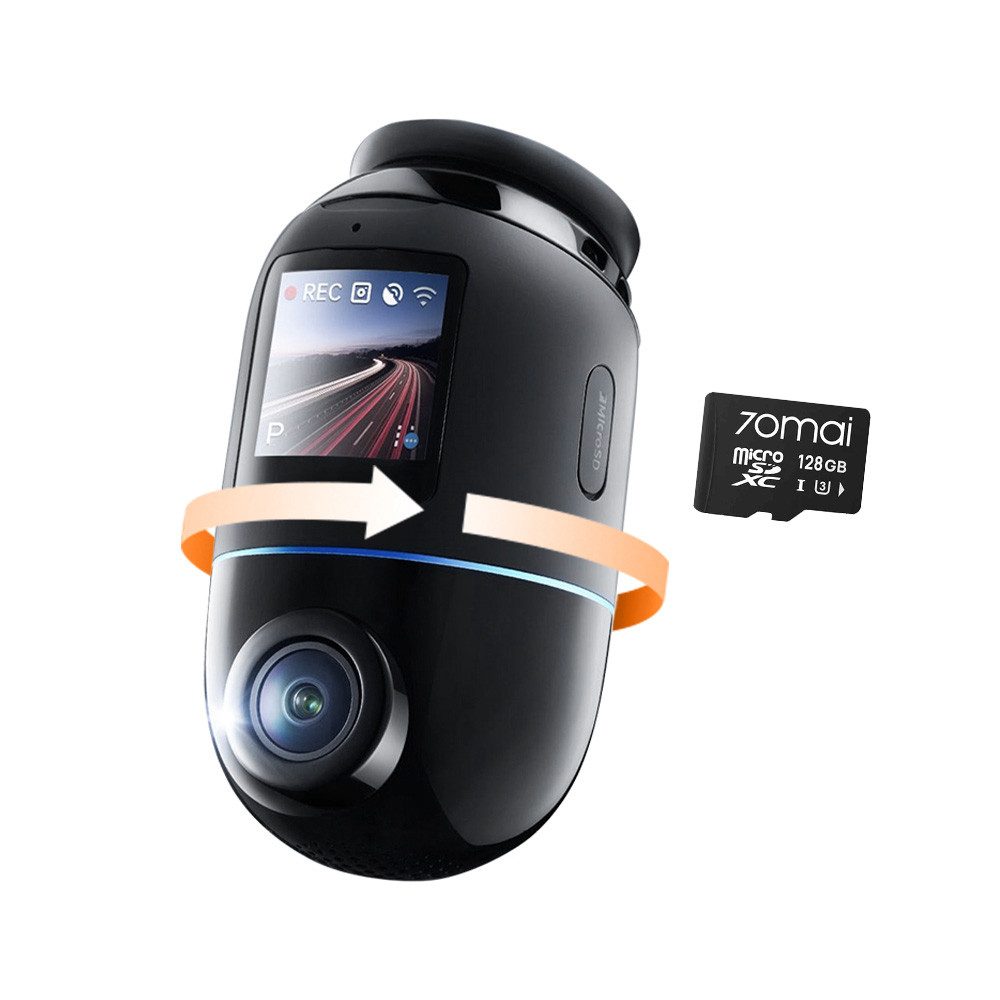 70mai 4K Omni X800 Dashcam(128 GB) auto, 360° grad Dashcam (4K Ultra HD, WLAN (Wi-Fi), Sony Starvis 2 IMX678, Integriertes GPS & ADAS, Super Nachtsicht, f/1.7, App & -Sprachsteuerung)
