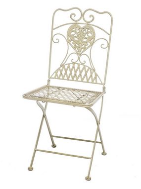 Aubaho Gartenstuhl 2x Gartenstuhl Stuhl Bistrostuhl Garten Eisen antik Stil creme weiß