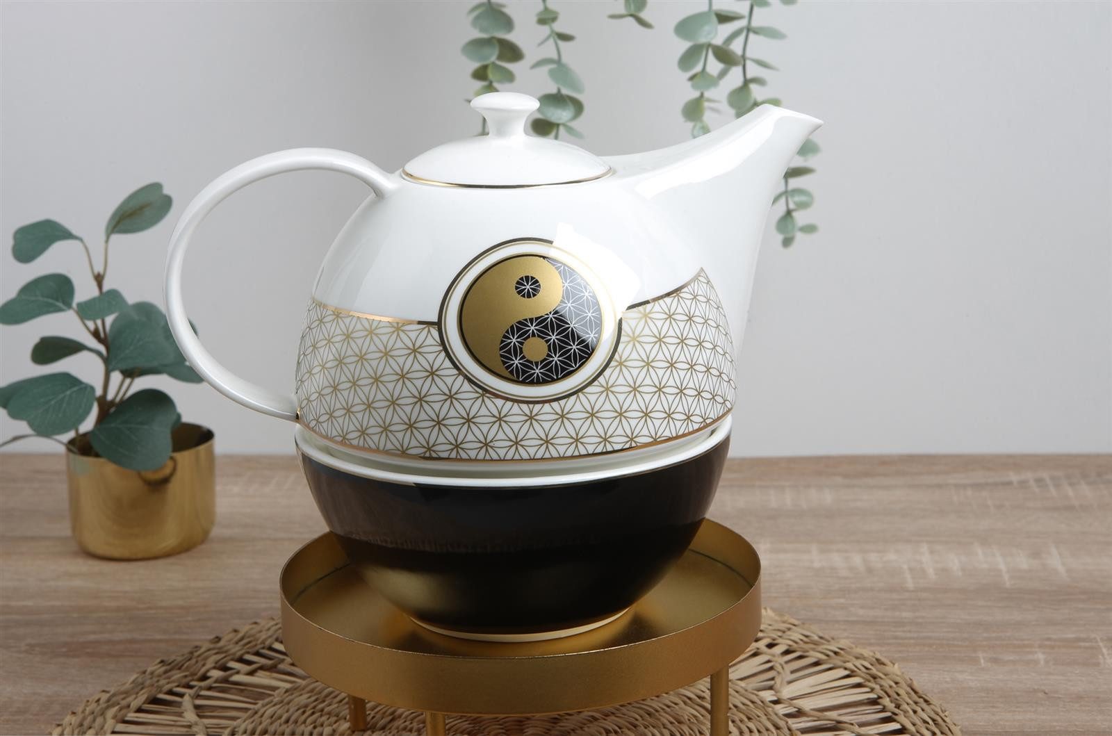 Goebel Teekanne Lotus - Blume des Lebens Teekanne mit Stövchen, 1200 l, (1x Teekanne, 1x Stövchen, 1-St), Handwäsche wird empfohlen