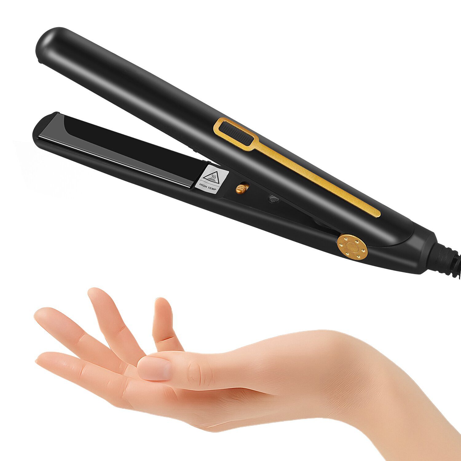 CkeyiN Pro Glätteisen Tragbarer Straightener 2 in 1,Mini Haarglätter mit Keramikplatten Keramik, 27 W,PTC-Heizelement,110-240 V, für Kurzes und Langes Haar