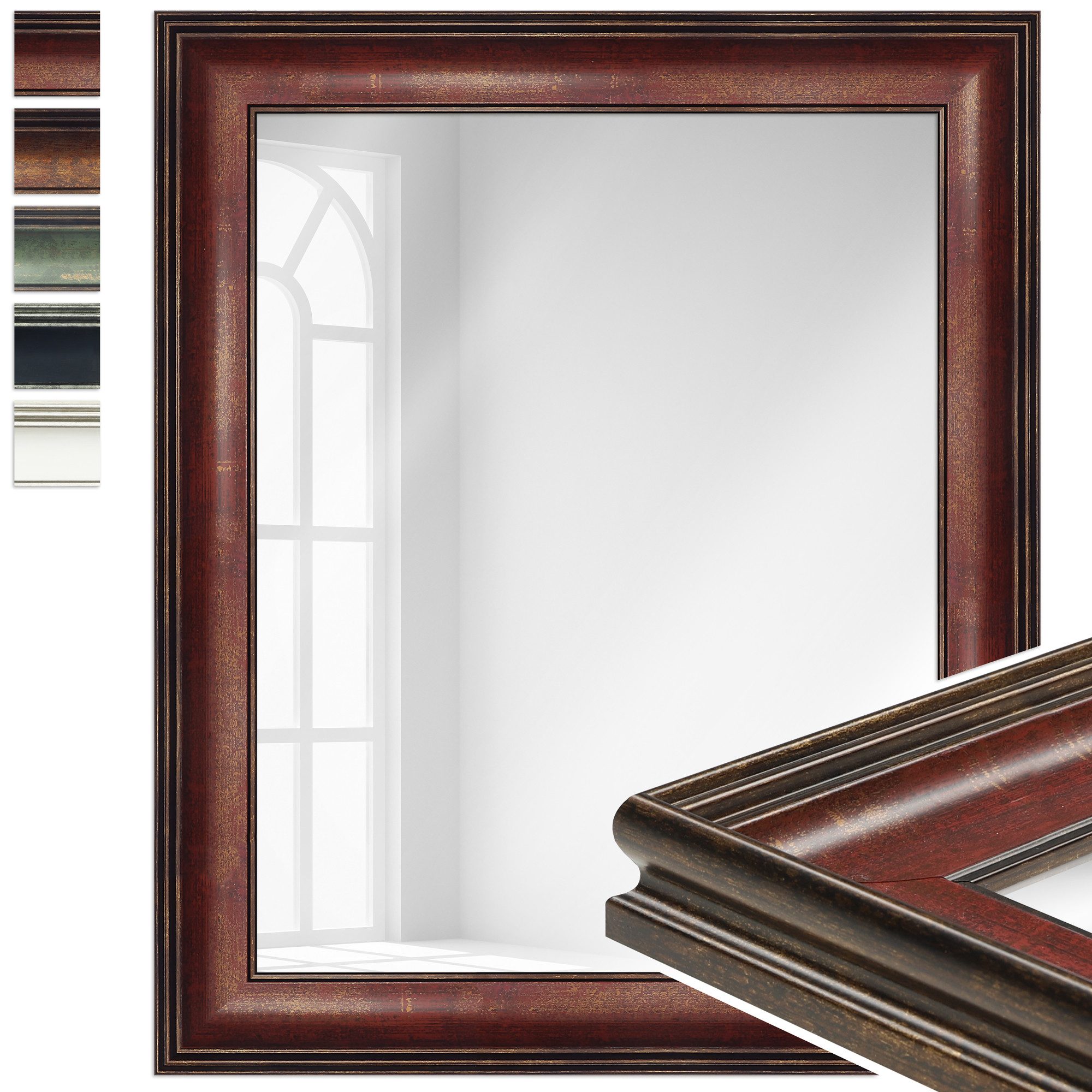 WANDStyle Wandspiegel H235, Rot, aus Kunststoff im Stil Klassisch