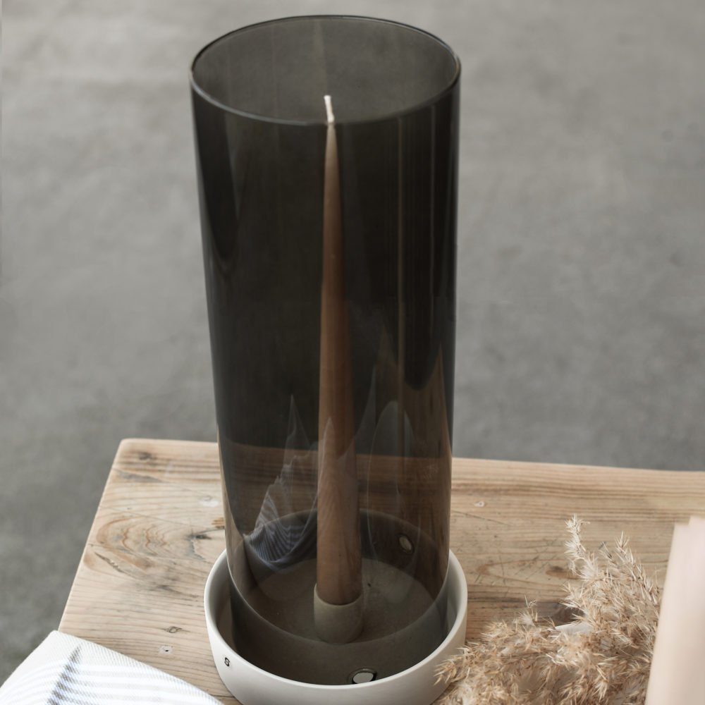 Kerzenständer Storefactory Glaszylinder STORM gerade braun, Ø 13x38 cm