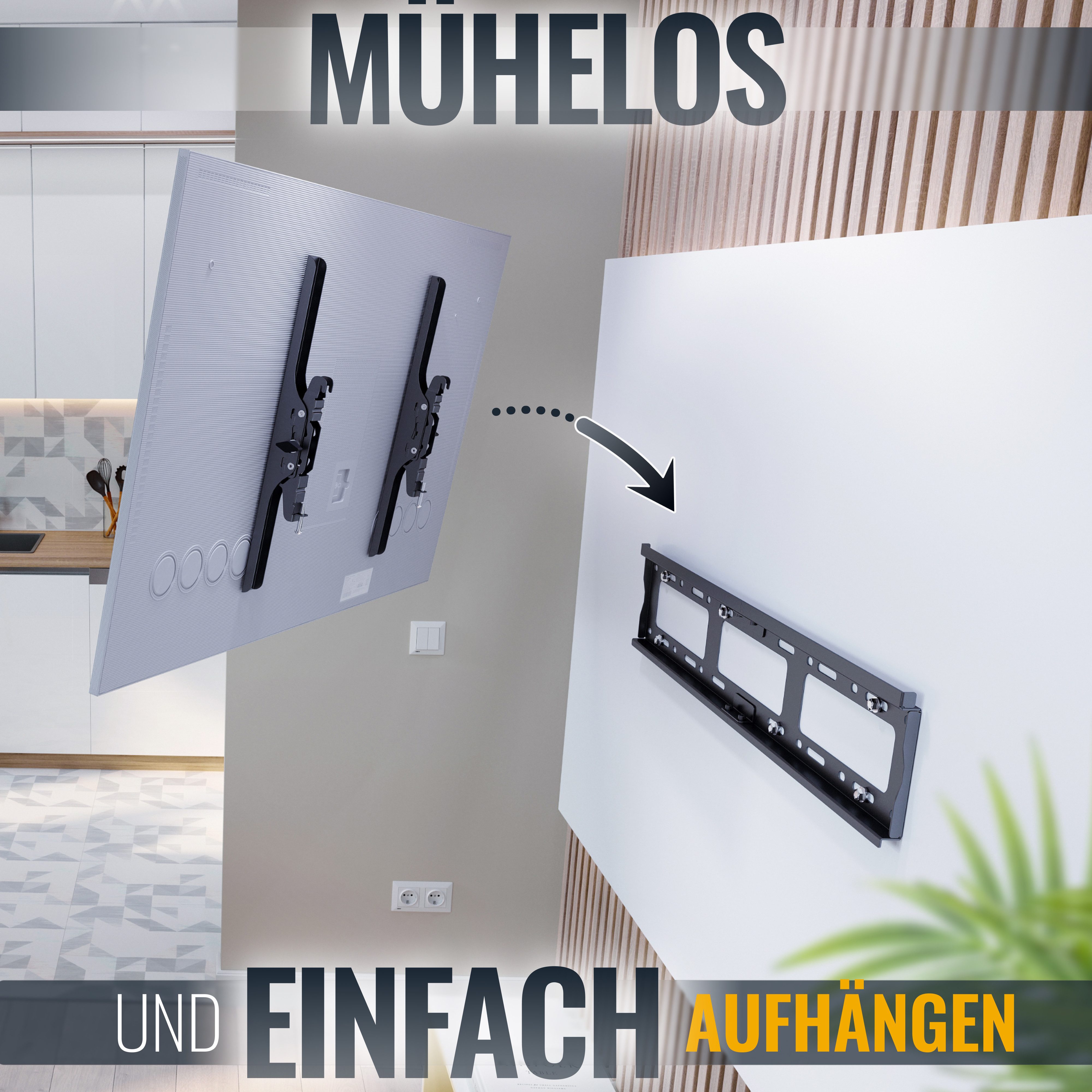 RICOO TV-Wandhalterung TV Wandhalter 30"- 65" max 100 Kg Belastungsgewicht neigbar R17, (bis 65 Zoll, 1-tlg., fest, neigbar, für 30 Zoll/ 876 cm - 65 Zoll/ 165 cm Diagonale stabil, flach bis 30° neigbar Wandabstand 65 mm ultra slim Wand Halterung)
