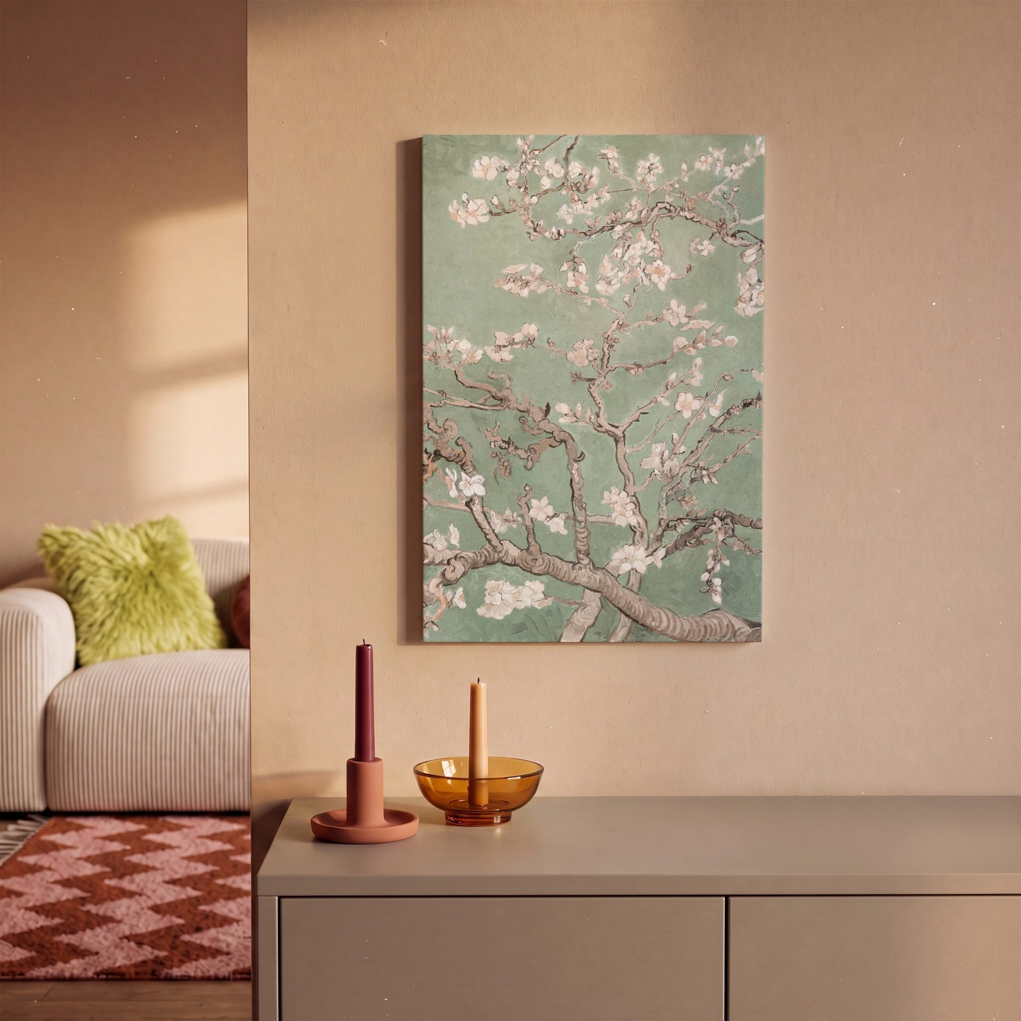 OneMillionCanvasses® Leinwandbild Mandelblüte - Kunst - Van Gogh - Grün, Fotodruck (1 St), Leinwand Canvas Wandbild, Wanddekoration 20x30 cm – Bild 2 von 5