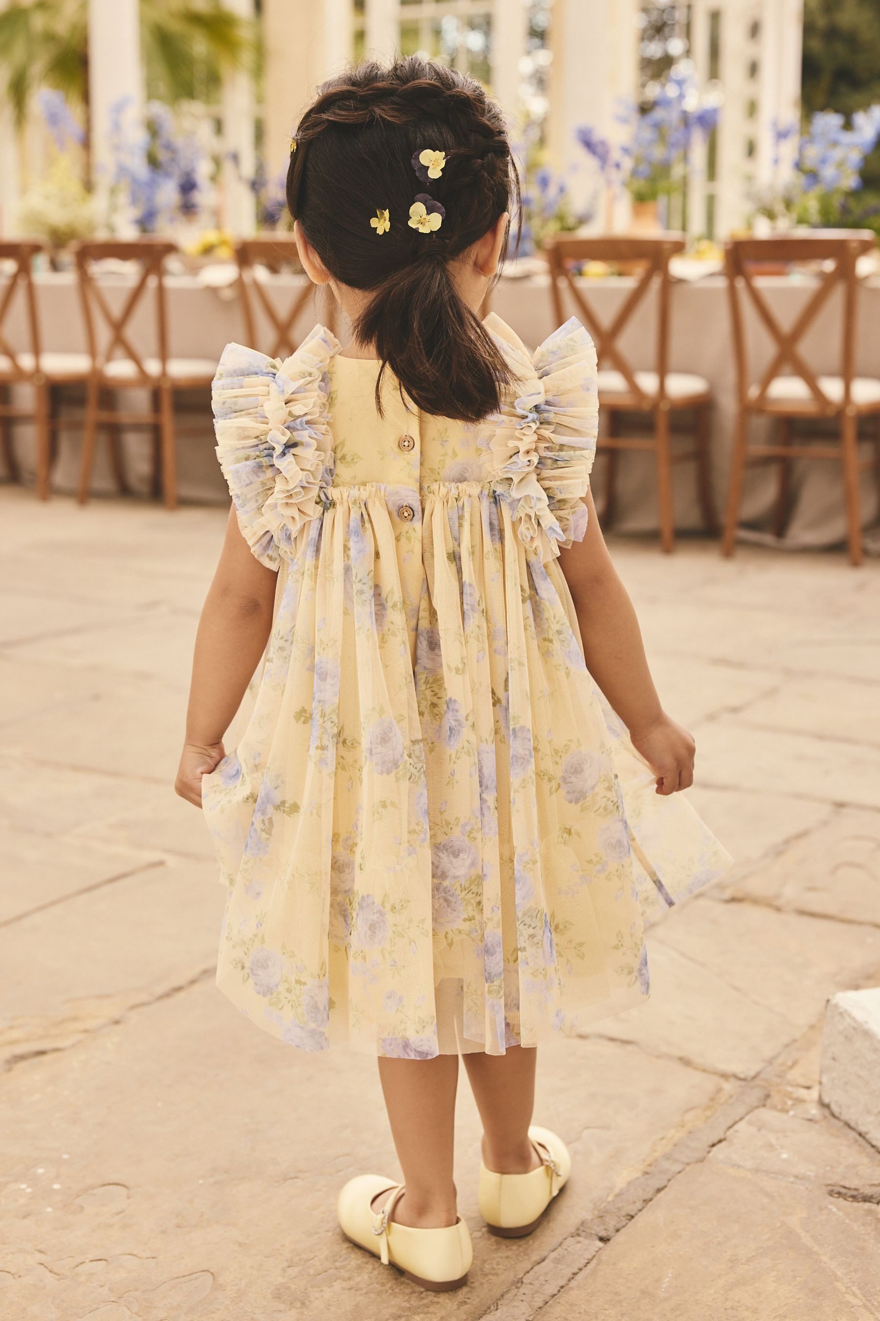 Next Tüllkleid Kleid mit Rüschenschultern und Mesh (1-tlg)