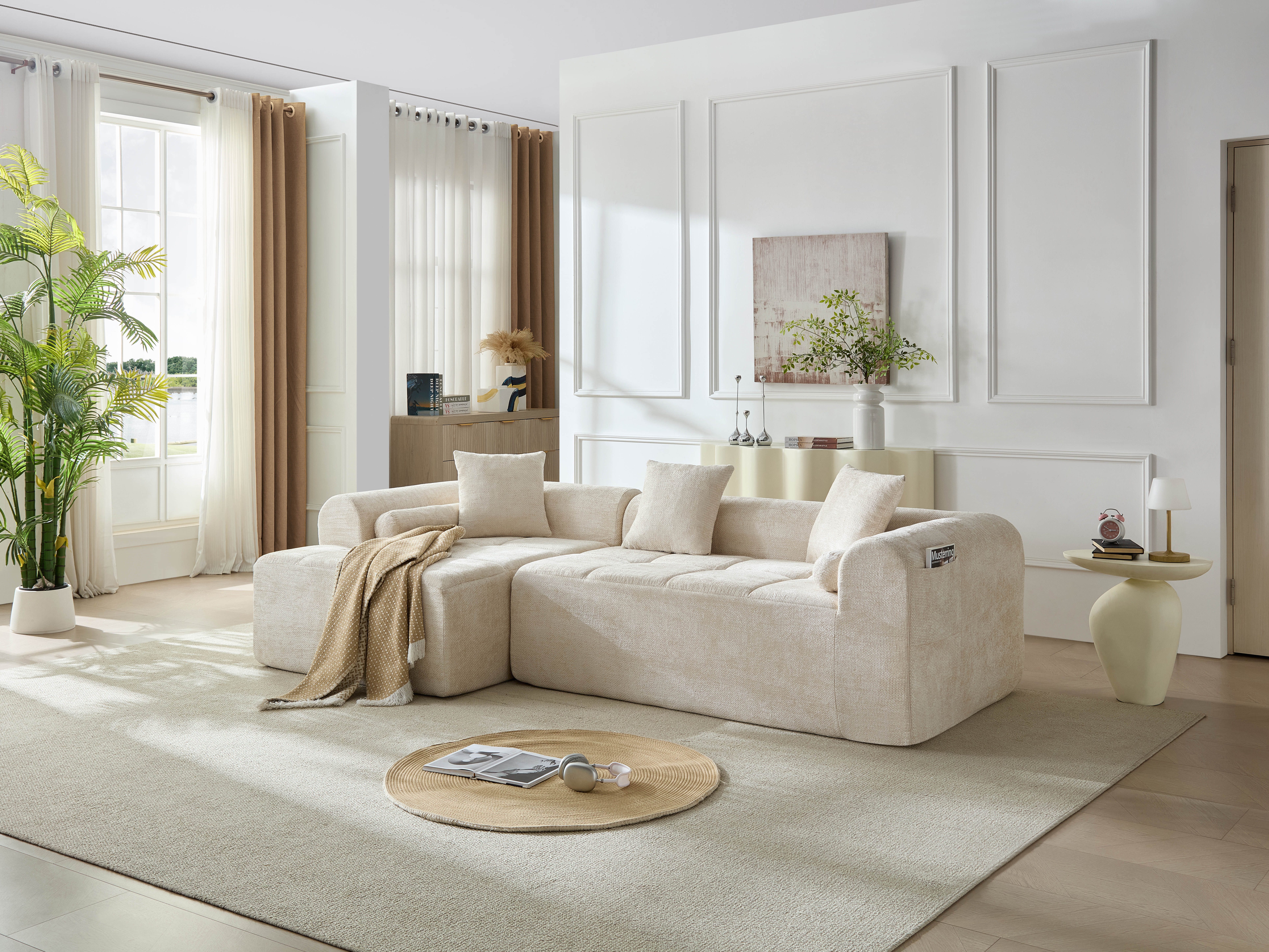 Sinaopus Ecksofa Modulares Sofa aus Chenille als Ecksofa mit Komfortpolsterung, Großzügiges Lounge Sofa mit tiefem Sitzbereich ohne Montage