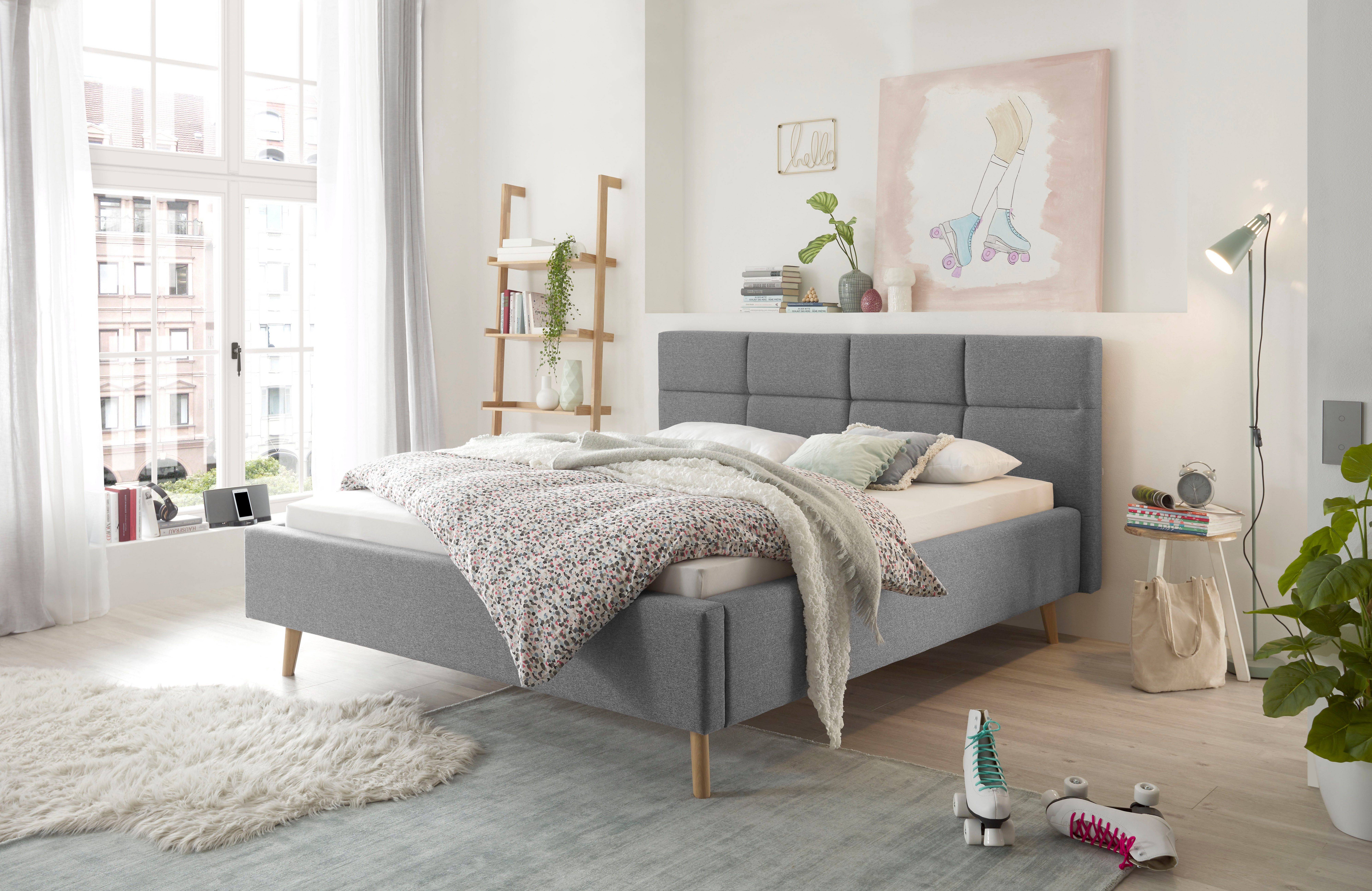 set one by Musterring Polsterbett Cary, wahlweise mit Matratze und Lattenrost, Füße in Eiche natur