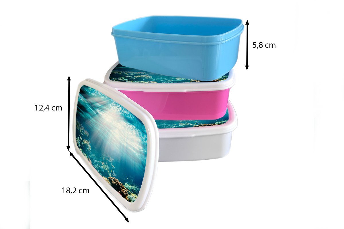 für Lunchbox für MuchoWow Brotdose, Mädchen Kunststoff, - (2-tlg), Sonne, Koralle Jungs Brotbox - Erwachsene, und Meer Kinder weiß und