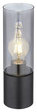 Globo Tischleuchte Tischlampe ANNIKA, 1-flammig, H 30 cm, Grau, ohne Leuchtmittel, Schwarz, Metall, Lampenschirm aus Rauchglas