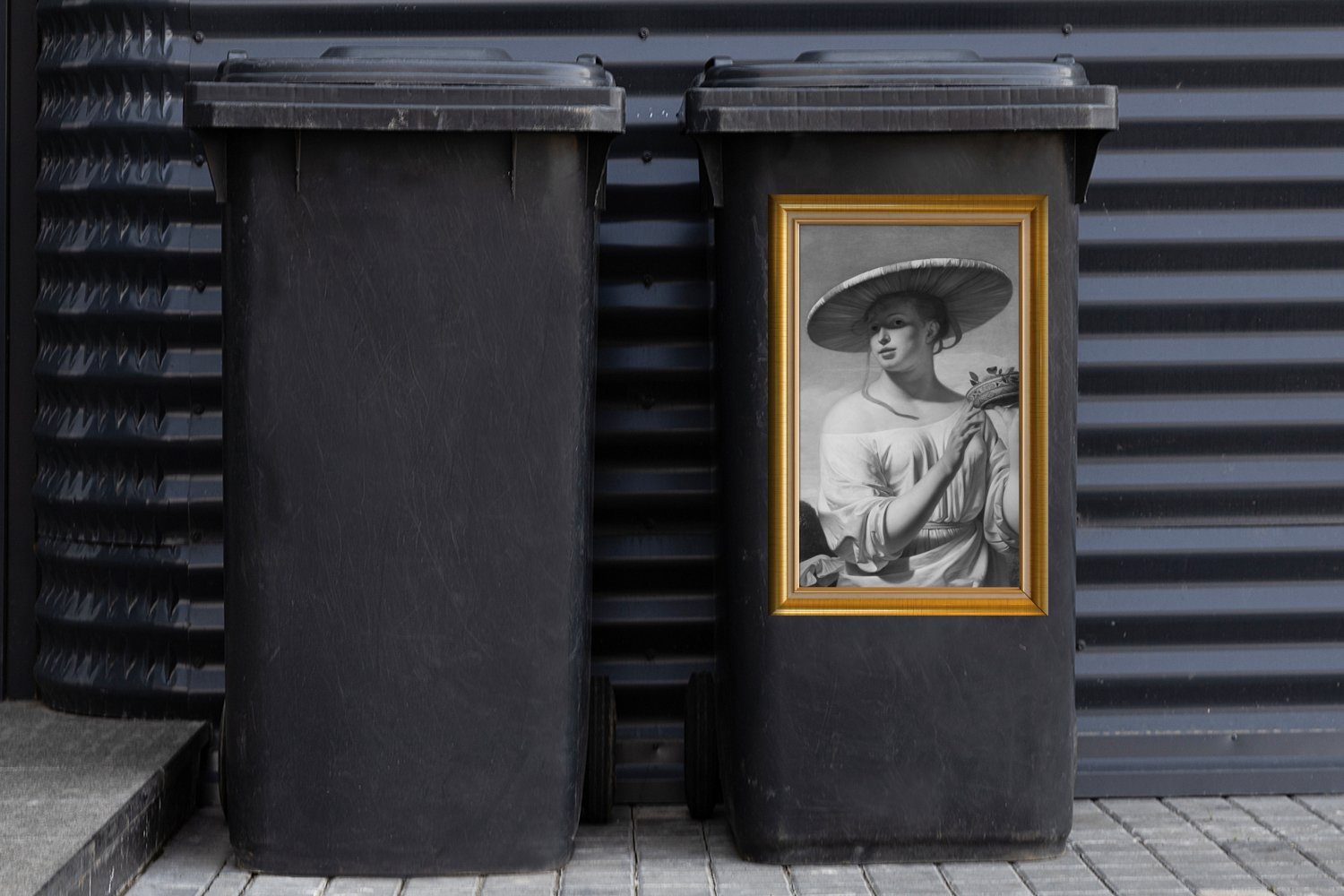 Mülltonne, Kunst (1 MuchoWow St), - Maler Wandsticker Sticker, - - Mülleimer-aufkleber, Abfalbehälter Container, Liste Gold