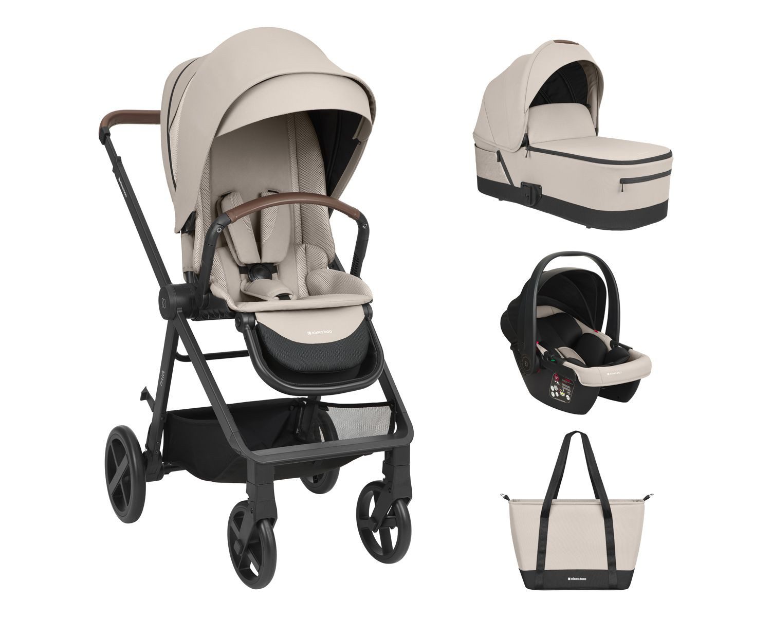 Kikkaboo Kombi-Kinderwagen Комбинированые детские коляски Mia 3 in 1, Babywanne Babyschale Wickeltasche Matratze
