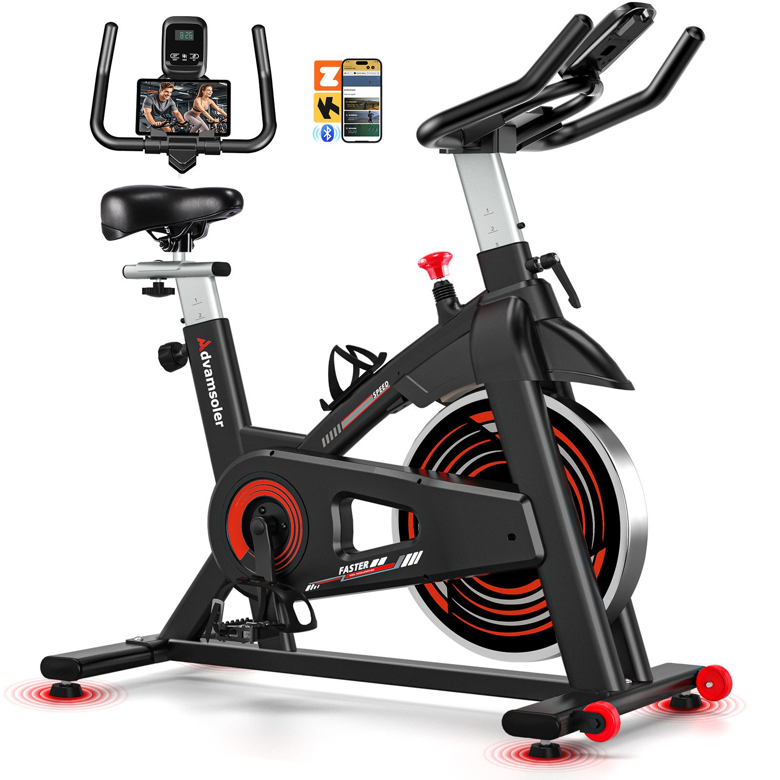 Advamsoler Heimtrainer Indoor-Fahrrad für das Heim-Fitnessstudio, Indoor Cycling Spin Bike (1-tlg., mit App & LCD-Display & Tablet-Halterung), für Fitness-Cardio-Workout