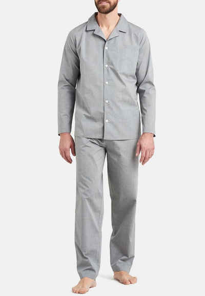 seidensticker Schlafanzug »Chambray« (1 tlg) Pyjama lang - Oberteil mit durchgehender Knopfleiste, Softbund und praktische, dezenten Seitentaschen, Leichtes hautfreundliches Material