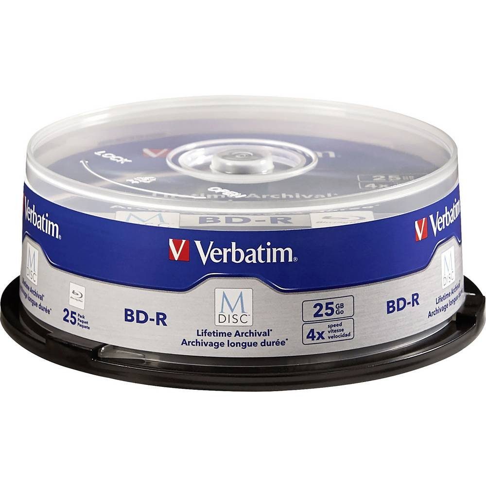 Verbatim Blu-ray-Rohling M-DISC BD-R 25GB/1-4x Cakebox (25 Disc 98909