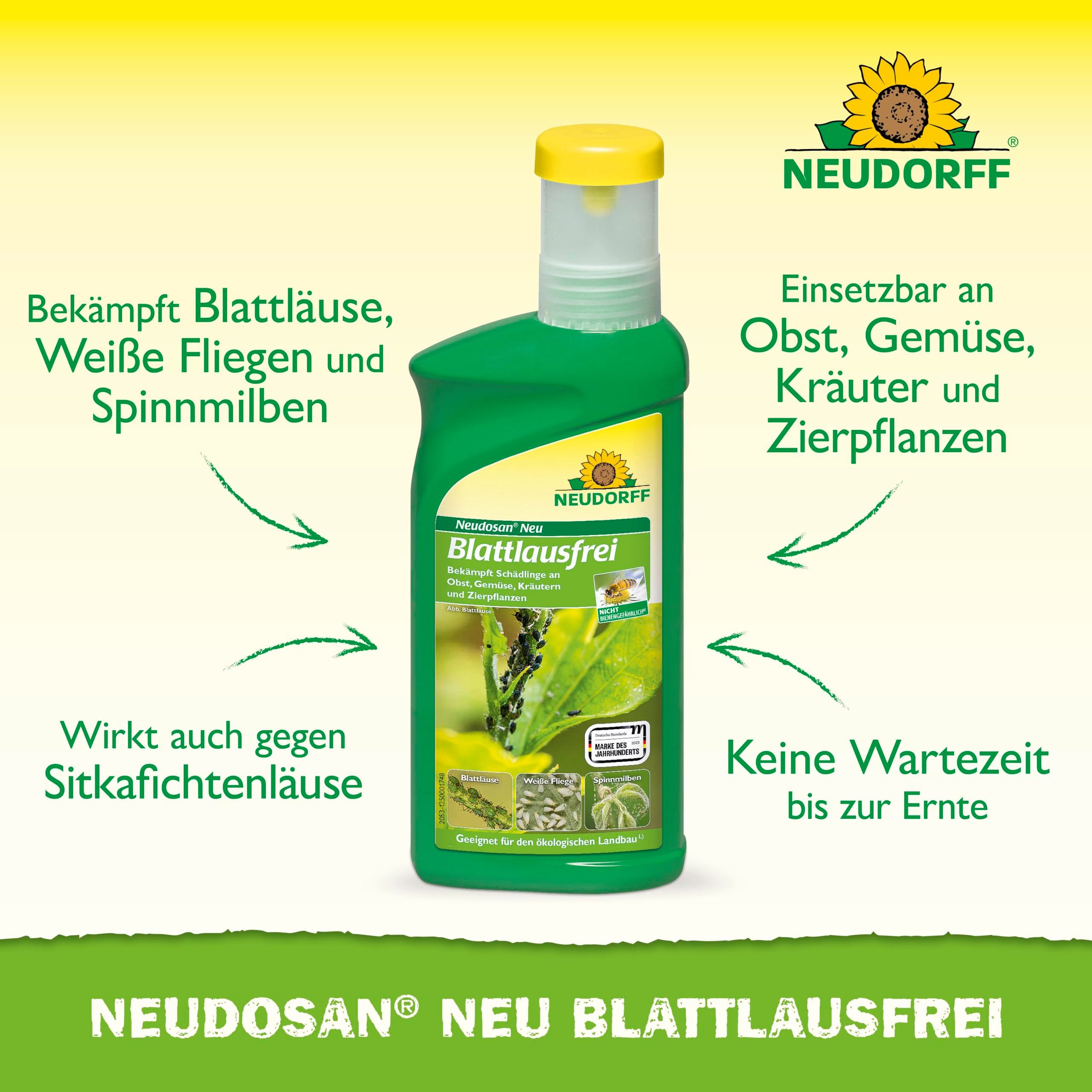 Neudorff Insektenspray Neudosan Neu Blattlausfrei 500 ml Konzentrat, 0.5 l, Bekämpft Blattläuse, Weiße Fliegen und Spinnmilben an Obst, Gemüse, Kräutern und Zierpflanzen