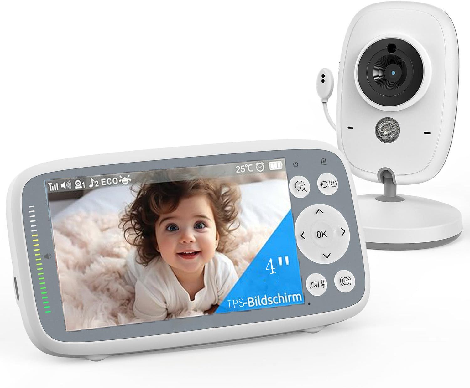 Babyphone Babyphone mit Kamera 4 Zoll Video-Babyphone VOX Nachtsicht Babyfon