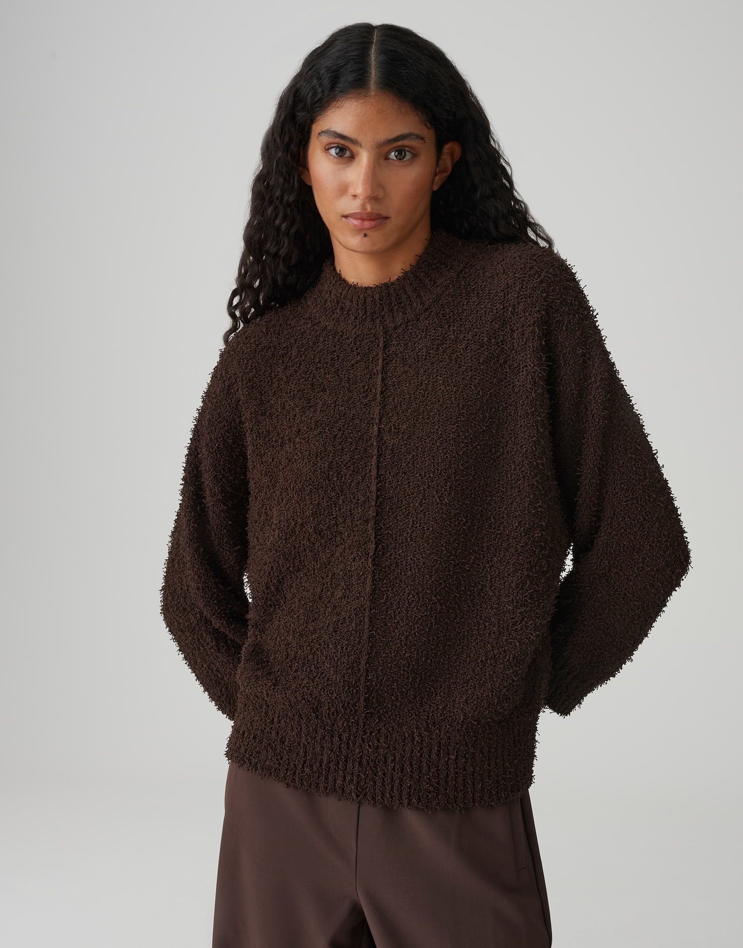 OPUS Strickpullover Punew aus flauschigem Effektgarn Regular Fit lockere Passform, schmal zulaufend, 3/4 Arm, weicher Griff
