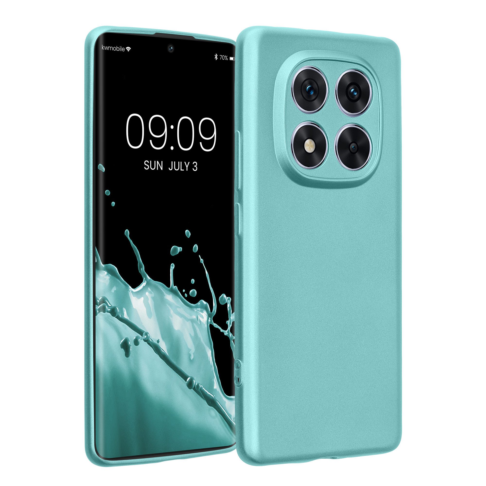 kwmobile Kopfhörer-Schutzhülle Handyhülle für Xiaomi Redmi Note 14 Pro 5G / Poco X7 Hülle, weiche Silikon Case metallisch schimmernd - Schutzhülle Cover