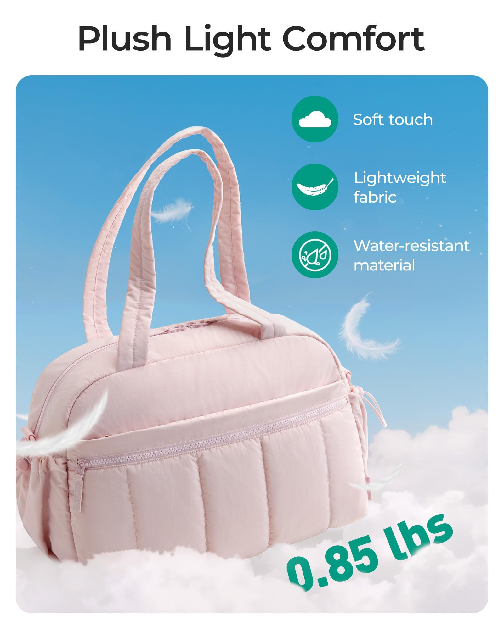 ibettertec Reisetasche Puffer Reisetasche, Sporttasche Damen 24L Weekender Wickeltasche (Wasserabweisend Travel Bag Handgepäck Gym Bag Kliniktasche Geburt Krank – Bild 4 von 5