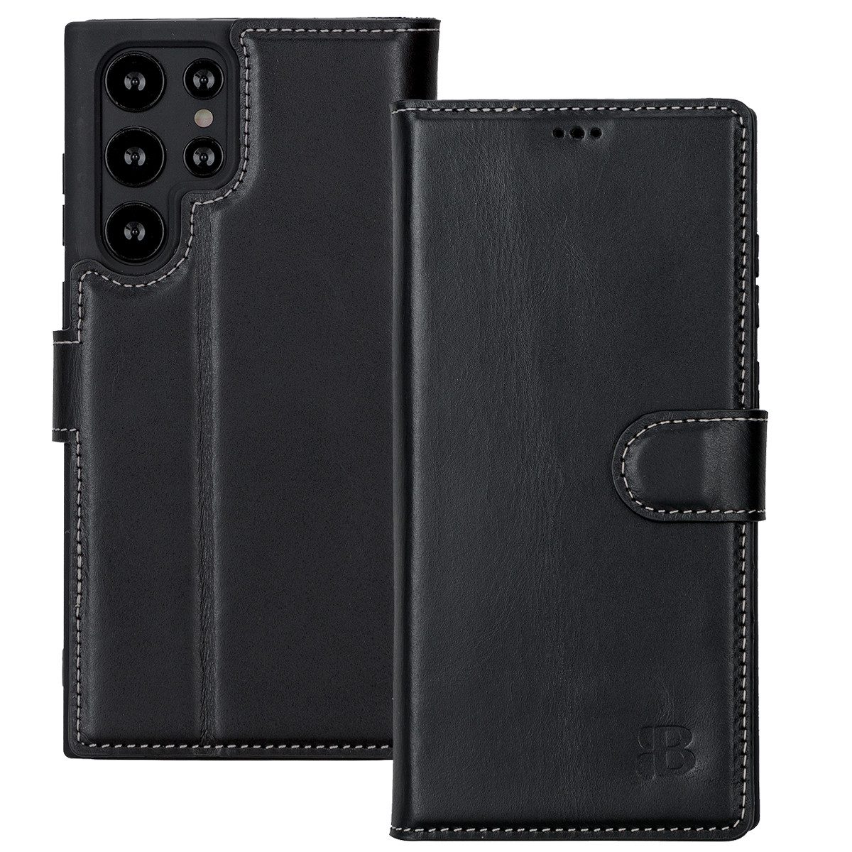 Burkley Handytasche Leder Book Cover für Samsung Galaxy S22 Ultra Hülle (1-tlg., Book Case Lederhülle mit Kartenfach und Magnetverschluss), Optimaler Rund-Um-Schutz, Kartenfächer mit RFID Blocker