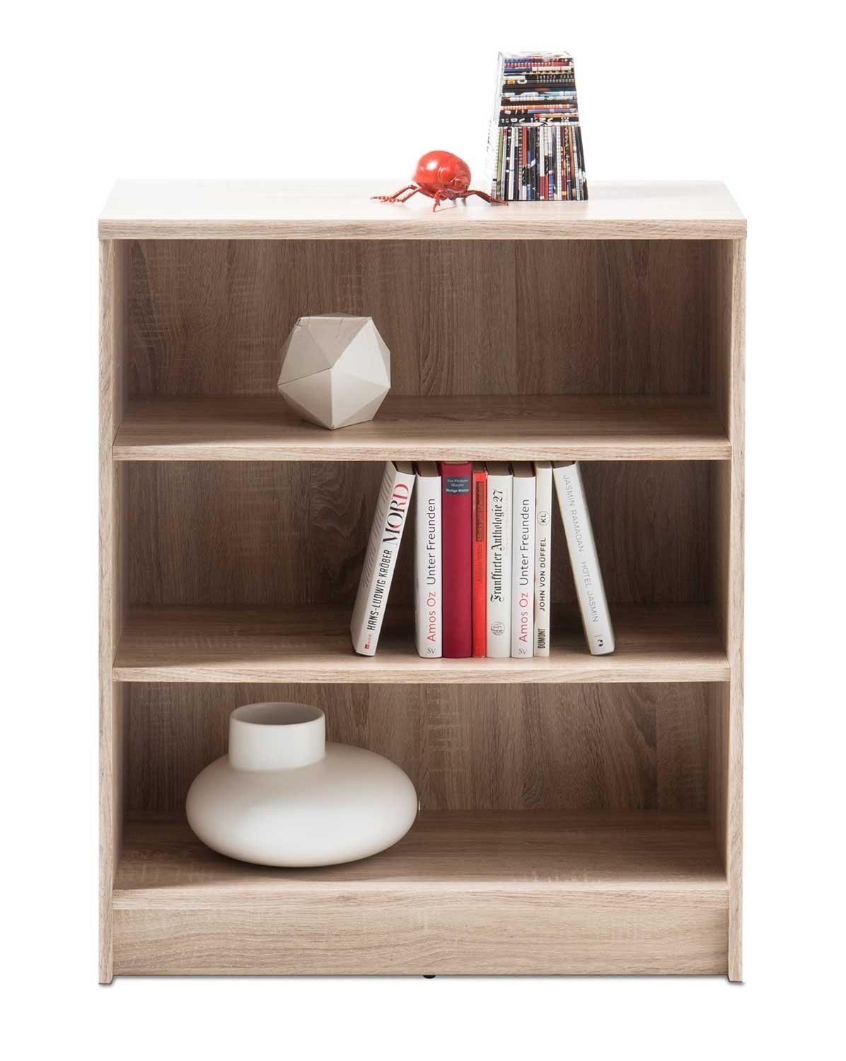 Bücherregal OPTIMUS, Eiche H 72 Dekor, B 2 cm mit T x 34 x 86 Sonoma Einlegeböden, 3 Fächer