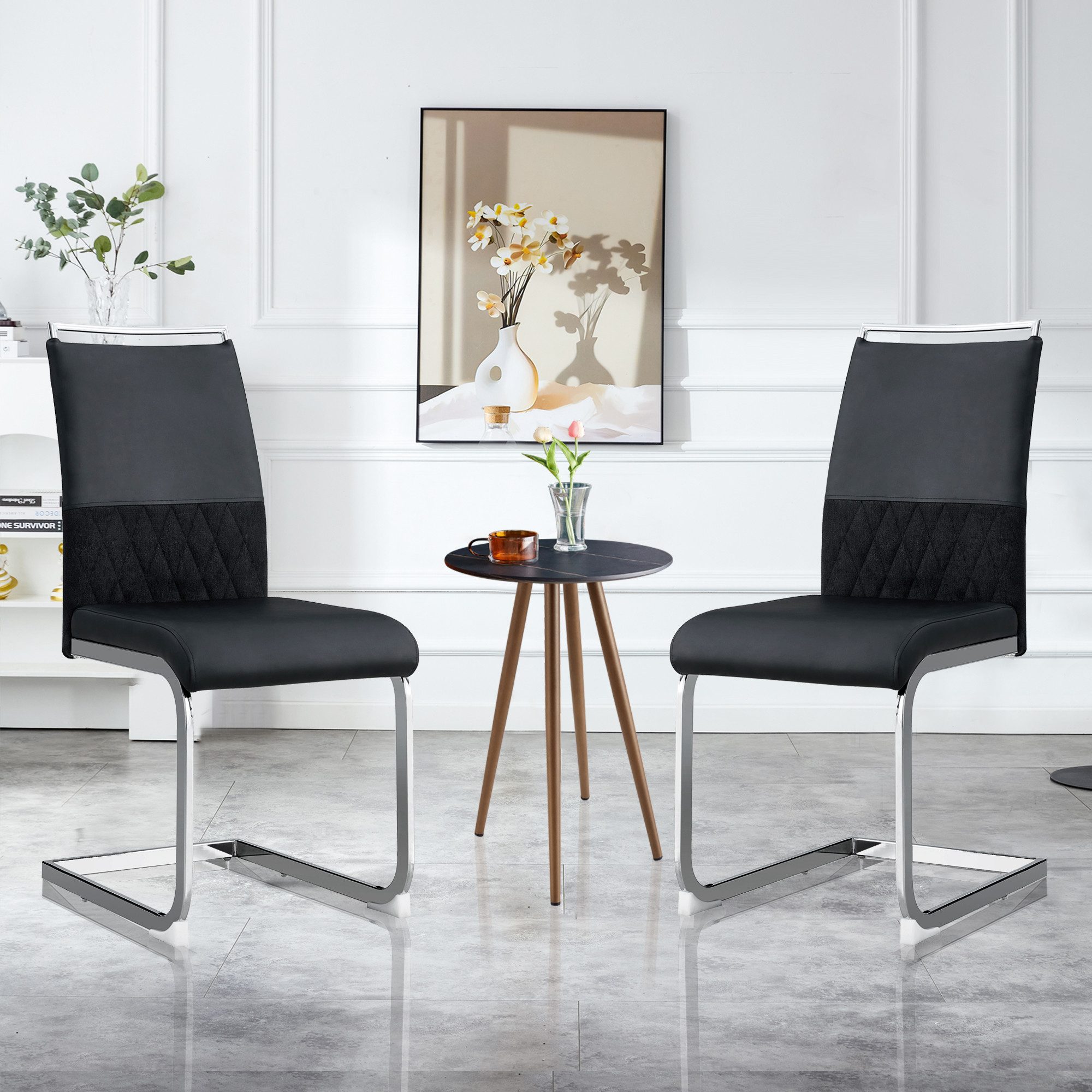 MODFU Freischwinger PU-Kunstleder & Leinen Rückenlehne, günstig online kaufen