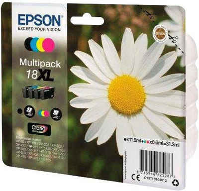 Epson 18XL Tintenpatrone (Spar-Set, original Druckerpatrone 18 schwarz/cyan/magenta/yellow XL C13T18164012)
