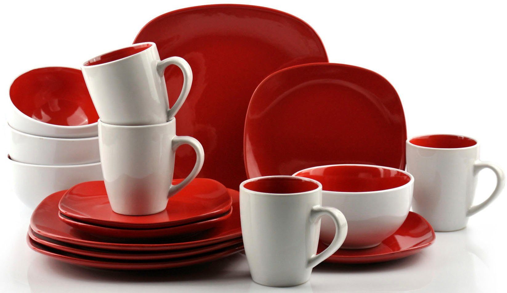 Retsch Arzberg Комбинированное обслуживание Geschirr-Set, Service NOVA SQUARE (16-tlg), 4 Personen, Steinzeug, Bicolor-Look, 16 Teile, für 4 Personen