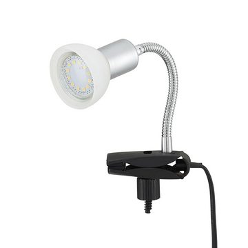 etc-shop LED Klemmleuchte, LED-Leuchtmittel fest verbaut, Warmweiß, Klemmlampe weiß Klemmleuchte Klemmlampe LED mit Stecker, Tischleuchte