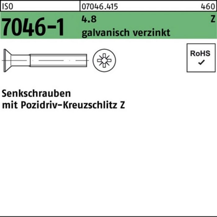 Reyher Senkschraube 2000er Pack Senkschraube ISO 7046-1 PZ M5x8-Z 4.8 galv.verz. 2000St. I