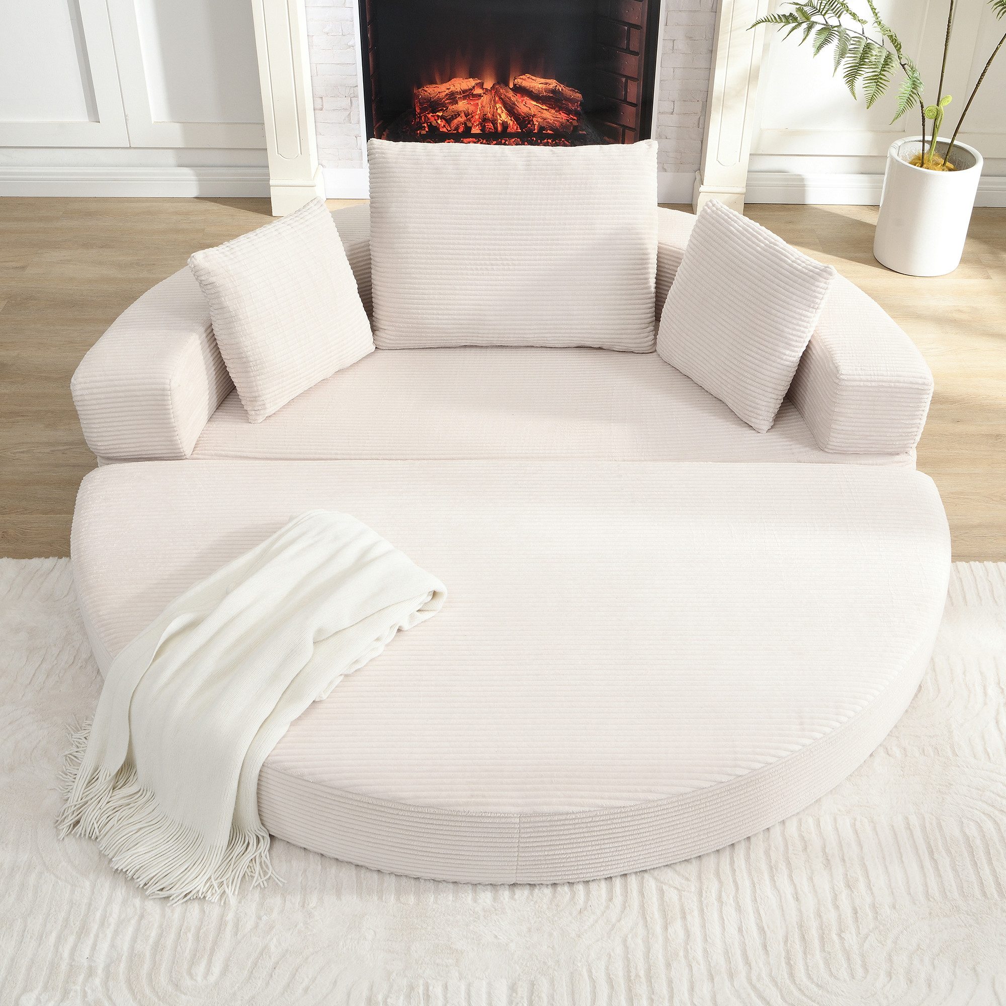 Merax Schlafsofa mit Schlaffunktion, Multifunktionales Sofa mit Hocker, Boneless Couch, Klappsofabett für Wohn/Arbeits/Schlafzimmer 1 Teile, 2-in-1 Sofa-Bett mit Cordstoffbezug inkl. 3 Kissen, 173x176cm