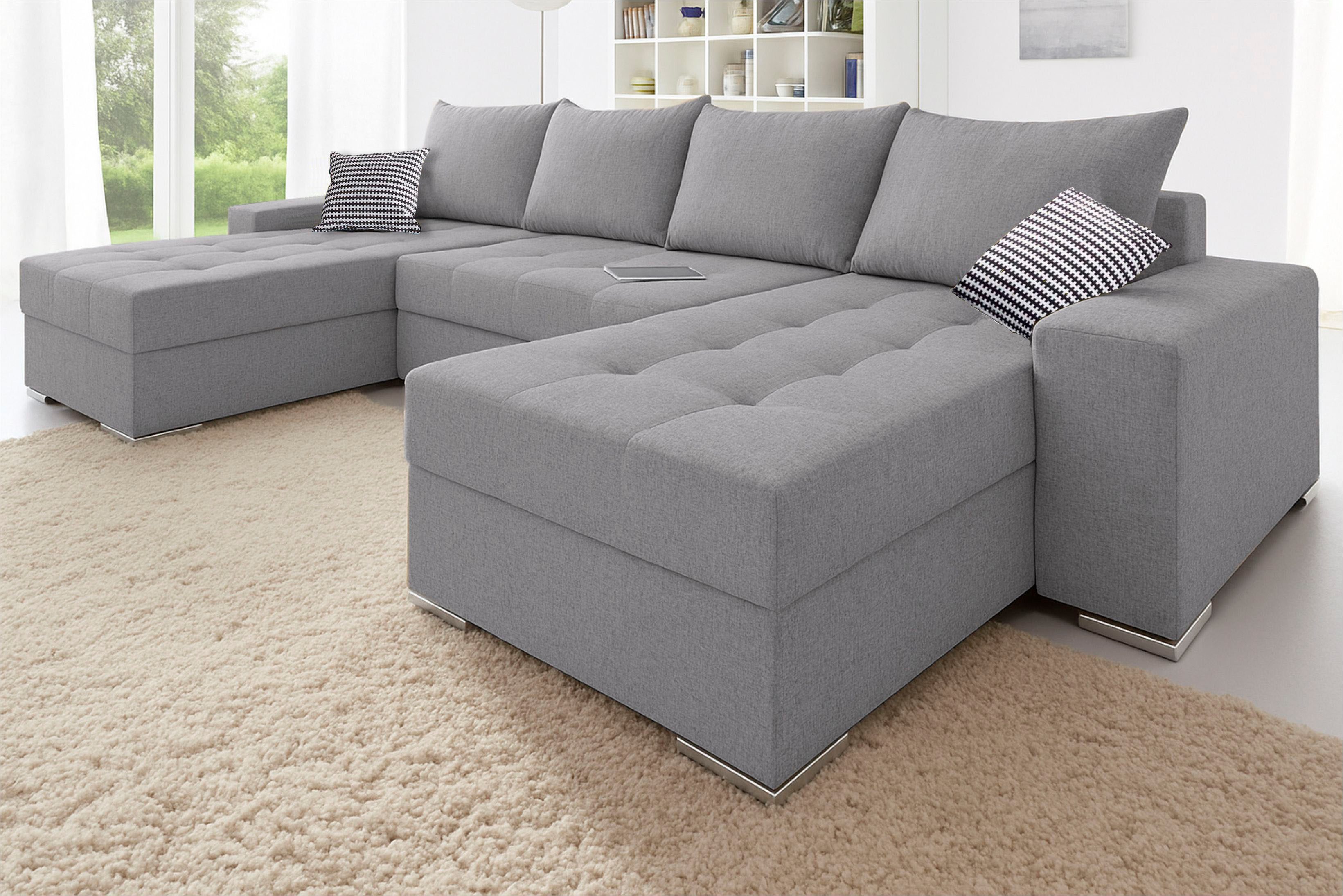 COLLECTION AB Wohnlandschaft Josy XL U-Form, Breite: 313 cm, Liegefl. 137x266 cm, Schlaffunktion, Bettkasten & 2 Zierkissen, Federkern