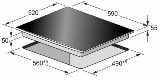 Kaiser Küchengeräte Gas-Kochfeld KCG 6387, Einbau Gaskochfeld 60cm, Schwarzglas mit Facette vorne