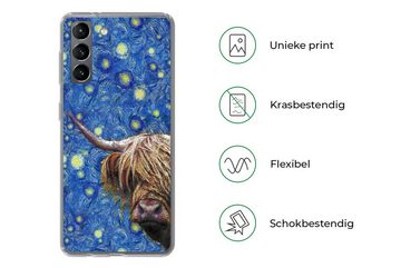 MuchoWow Handyhülle Sternennacht - Van Gogh - Schottischer Highlander, Phone Case, Handyhülle Samsung Galaxy S21, Silikon, Schutzhülle