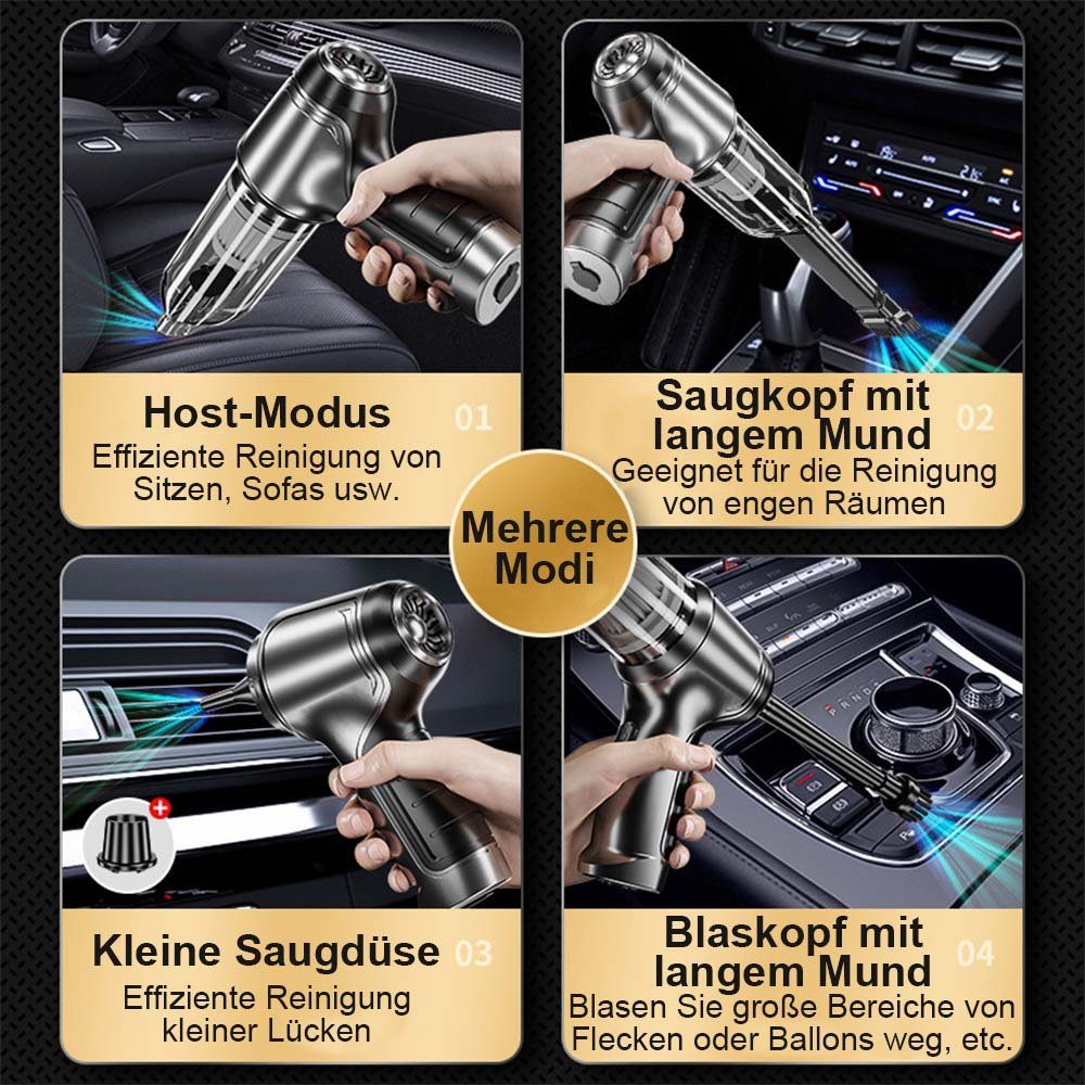 Autos, kabelloser Büros Grün 3-in-1-Multifunktions-Handstaubsauger, TUABUR multifunktionaler für Akku-Handstaubsauger mit Autostaubsauger, 9000-Pa-Staubsauger, Wohnungen * 2000-mA-Batterien, und Geeignet Wiederaufladbarer ausgestattet 2